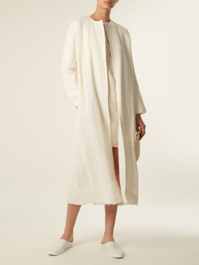 THE ROW Pamie linen-blend bouclé collarless coat ~ ivory luxe coats ~ effortless style - flipped