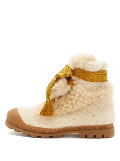 CHLOÉ Parker lace-up shearling ankle boots - flipped