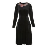 L.K. Bennett x Preen PATTI BLACK SILK DRESS – embellished neckline dresses