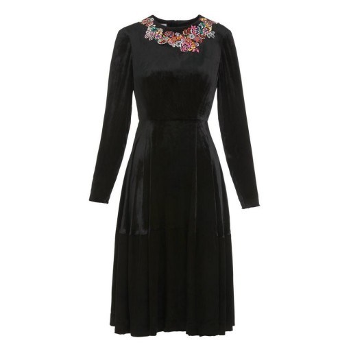L.K. Bennett x Preen PATTI BLACK SILK DRESS – embellished neckline dresses - flipped