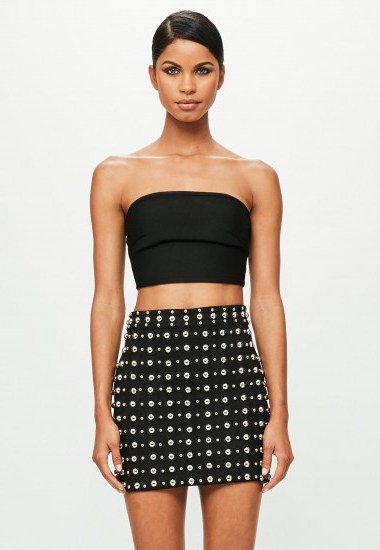 peace + love black stud detail faux suede mini skirt | studded skirts - flipped
