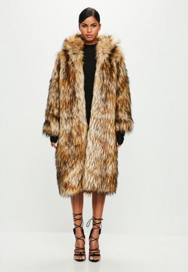 Missguided peace + love brown faux fur maxi coat – luxurious style winter coats