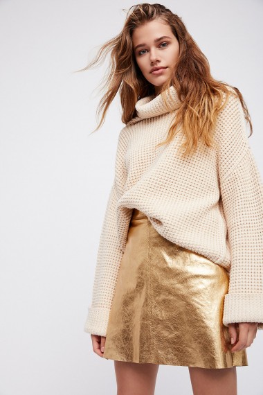 Otto Dame Pelle Skirt in Oro / gold luxe leather skirts