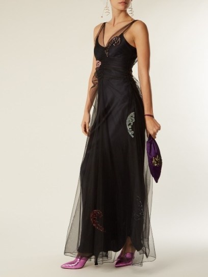 ATTICO Penelope embellished tulle dress ~ beautiful black sheer overlay dresses - flipped