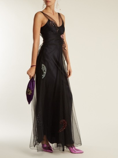 ATTICO Penelope embellished tulle dress ~ beautiful black sheer overlay dresses