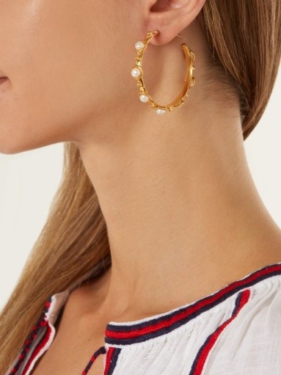 SYLVIA TOLEDANO Petite Candies gold-plated earrings ~ pearl embellished statement hoops - flipped