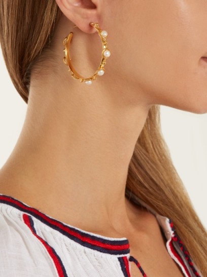 SYLVIA TOLEDANO Petite Candies gold-plated earrings ~ pearl embellished statement hoops
