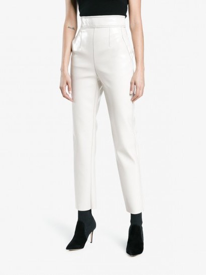 Philosophy Di Lorenzo Serafini High-Waisted PVC Trousers / white shiny pants - flipped