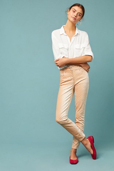 Pilcro Velvet High-Rise Skinny Ankle Jeans | peach pants - flipped
