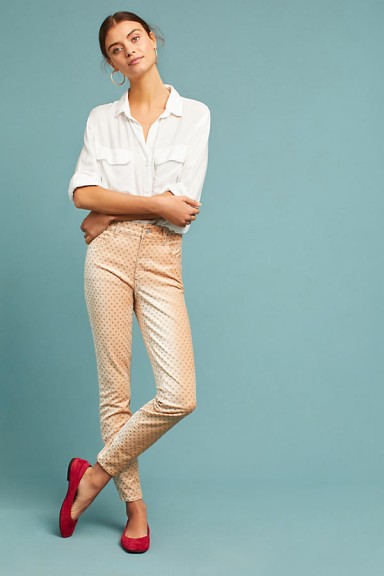 Pilcro Velvet High-Rise Skinny Ankle Jeans | peach pants