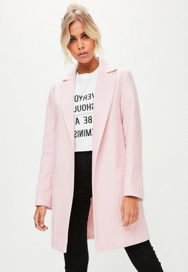 missguided pink slim fit coat - flipped