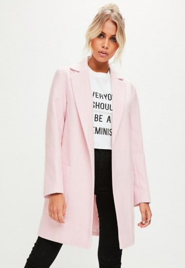 missguided pink slim fit coat