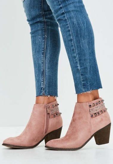 missguided pink studded multi buckle ankle boots - flipped