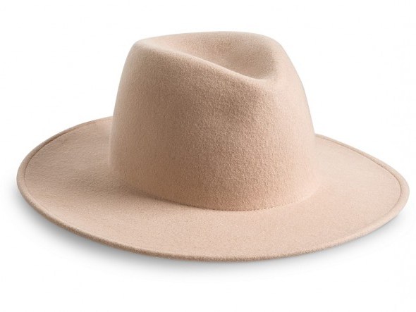 Oliver Bonas Wide Brim Fedora Hat / blush-pink hats - flipped