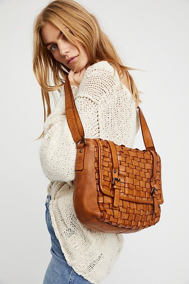 Pompeii Distressed Messenger | cognac-brown messengers | distressed woven leather bags