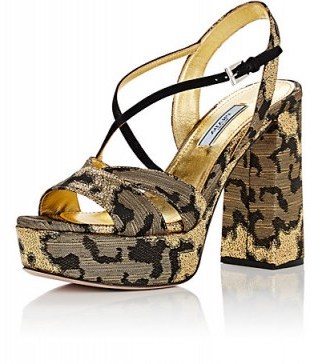 PRADA Camouflage Brocade Platform Sandals ~ strappy chunky heeled platforms ~ beautiful shoes - flipped