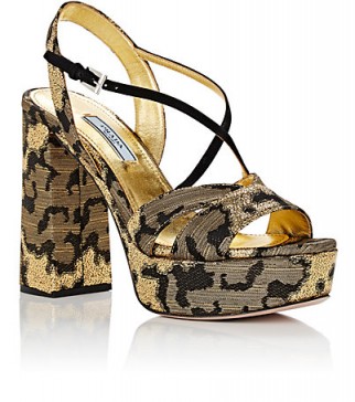 PRADA Camouflage Brocade Platform Sandals ~ strappy chunky heeled platforms ~ beautiful shoes
