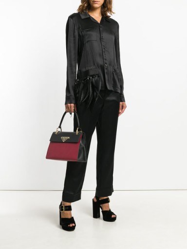 PRADA Paradigm tote | burgundy and black handbags - flipped