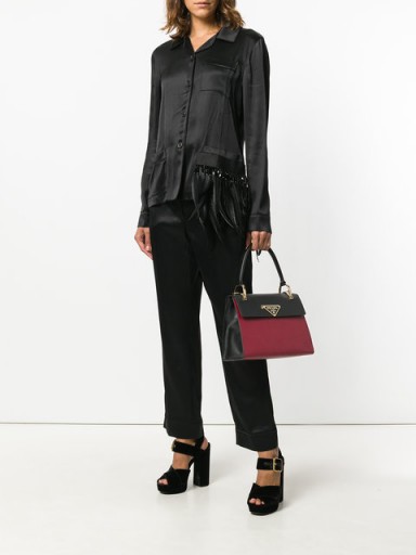 PRADA Paradigm tote | burgundy and black handbags