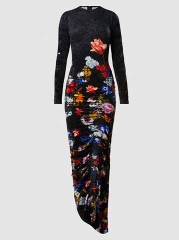 PREEN BY THORNTON BREGAZZI‎ Aurelia Printed Stretch-Velour Gown ~ chic floral ruched gowns - flipped