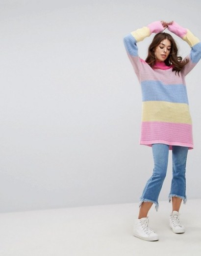PrettyLittleThing Colour Block Jumper | colourful slouchy jumpers | oversized knitwear | pretty little thing sweaters - flipped