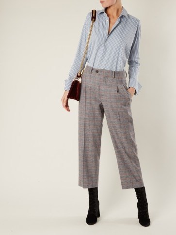 STELLA JEAN Prince of Wales checked mid-rise cropped trousers / check print crop leg pants - flipped