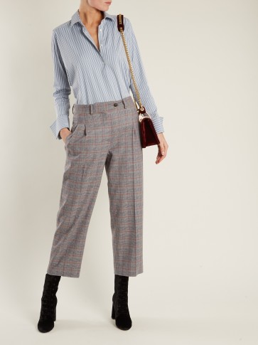 STELLA JEAN Prince of Wales checked mid-rise cropped trousers / check print crop leg pants