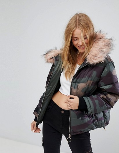 Pull&Bear Camo Puffer Jacket – warm and stylish winter jackets