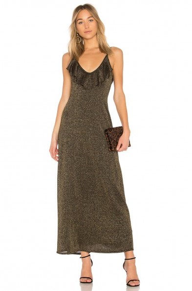 Rachel Pally FIA SWEATER SLIP DRESS | long black and gold lurex cami dresses - flipped
