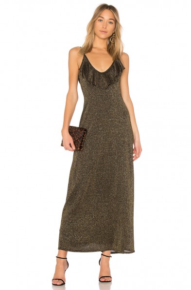 Rachel Pally FIA SWEATER SLIP DRESS | long black and gold lurex cami dresses
