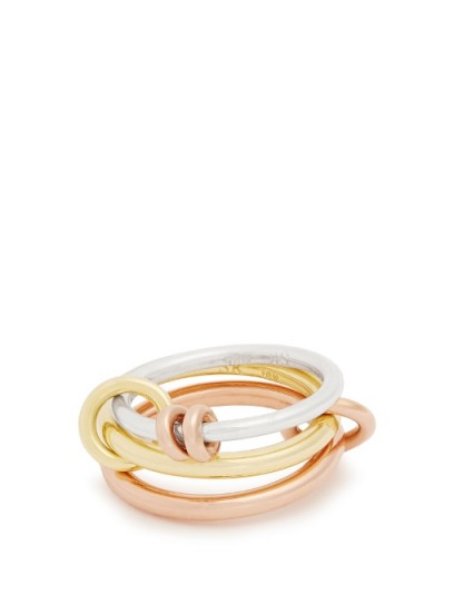 SPINELLI KILCOLLIN Raneth silver, yellow & rose-gold ring ~ triple band ...