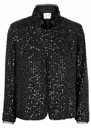 VELVET BY GRAHAM & SPENCER Razi black sequinned jacket ~ shimmering jackets ~ glamour - flipped