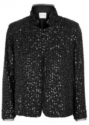 VELVET BY GRAHAM & SPENCER Razi black sequinned jacket ~ shimmering jackets ~ glamour