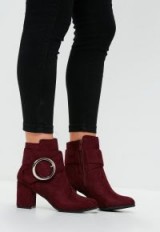 missguided red circle buckle ankle boots