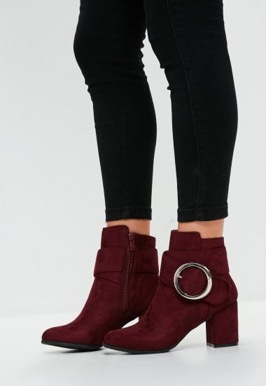 missguided red circle buckle ankle boots - flipped