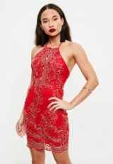 missguided red floral sequin dress ~ going out ~ halter dresses