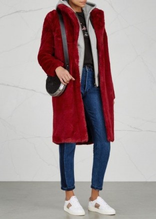 GESTUZ Red layered faux fur coat ~ casual luxe winter coats