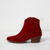 River Island Red suede western ankle boots