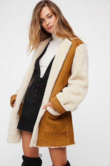 Free People Reverse Patch Pocket Coat | tan suede coats - flipped