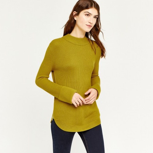 Warehouse RIBBED ZIP SIDE JUMPER | lime curved hem jumpers - flipped