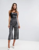 River Island Paperbag Tailored Check Trouser | cropped checked pants