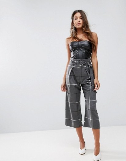 River Island Paperbag Tailored Check Trouser | cropped checked pants - flipped