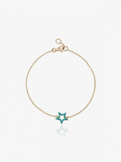 Rosa De La Cruz Turquoise Star Charm Bracelet / delicate blue stone bracelets / stars / jewellery - flipped