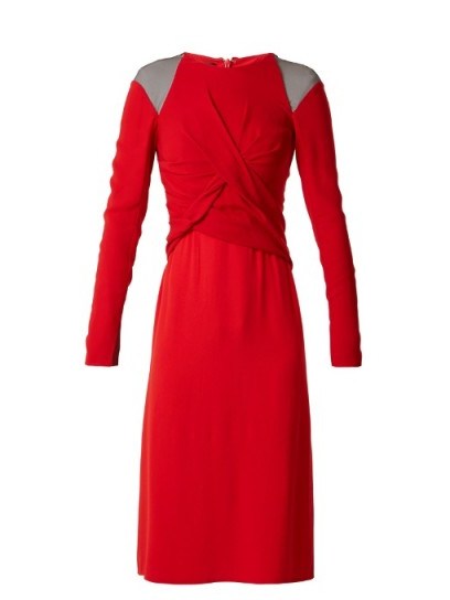 VERSACE Round-neck cut-out shoulder crepe dress ~ red evening dresses - flipped