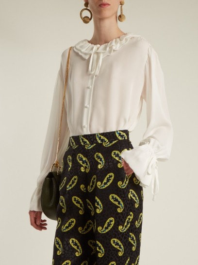 ETRO Ruffled-collar silk crepe de Chine blouse ~ chic white blouses ~ romantic fashion