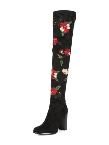 SAM EDELMAN embroidered knee-length boots / floral over the knee boot - flipped