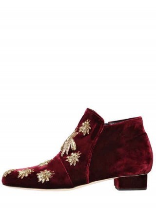 SANAYI313 SPIDER VELVET ANKLE BOOTS / bordeaux-red luxury booties - flipped