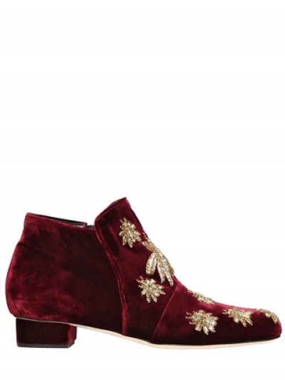 SANAYI313 SPIDER VELVET ANKLE BOOTS / bordeaux-red luxury booties