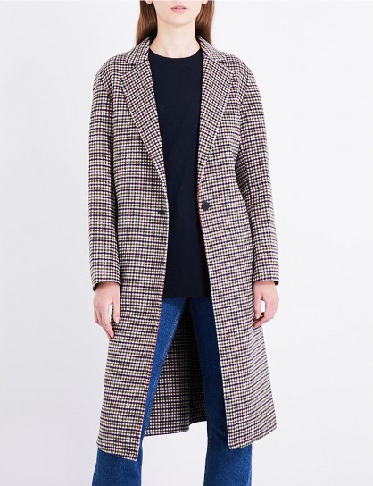 SANDRO Check single-breasted wool coat / checked coats