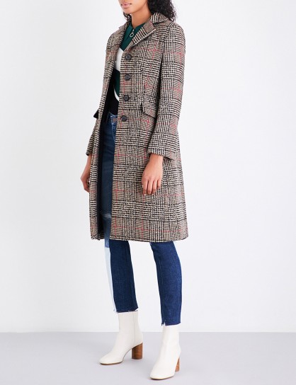 SANDRO Checked wool-blend coat